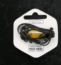 Lederlit-Brosche mit Tigerauge